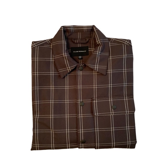 Club Monaco Men’s Work Shirt Cotton Blend Windowpane Military Olive Color Size S - Picture 4 of 10